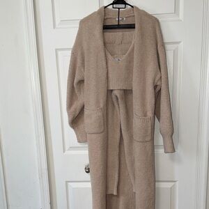 Fashion Nova Cozy Tan Knit Sweater and Pants Set